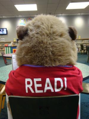 Thorndyke the Bear in a READ shirt