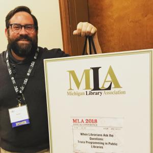 Librarian Dan Patton at Michigan Library Association conference