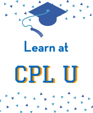 learn at cpl u logo - graduation cap on triangle background